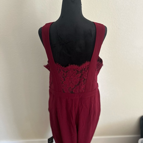Lulu's Deep Red Lace Detail Jumpsuit - Picture 3 of 9